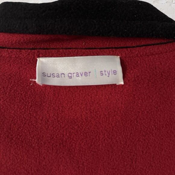 NWT Susan Graver Reversible Black Red Fleece Coat  Size  1X Full Front Button - Picture 14 of 16